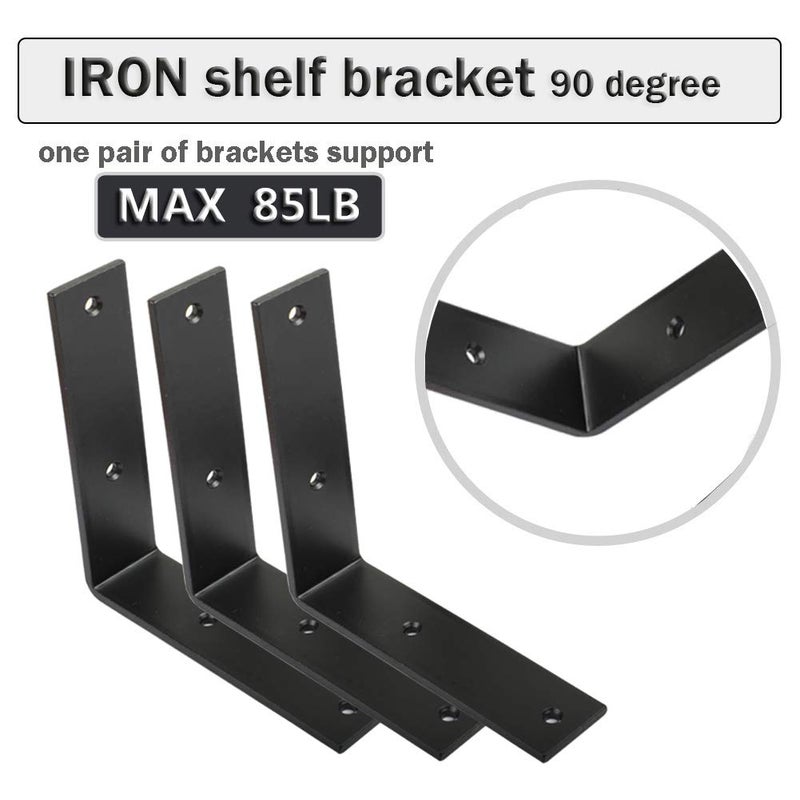 WINKER Corner Brace 4 Pcs Shelf Bracket Heavy Duty Black Steel L WINKER Corner Brace, Decorative Joint Angle Bracket for Shelf 6 InchX6 Inch Shelves Wall Hanging Bracket with Screws - Image 3